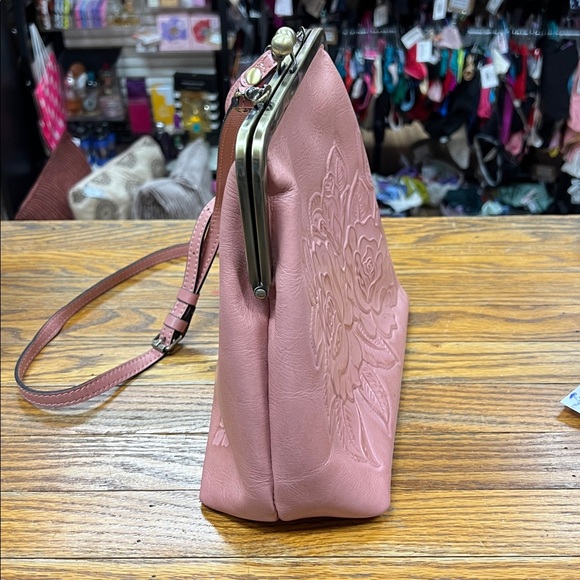 PATRICIA NASH | Novella dusty pink tooled leather kiss-lock crossbody hand bag - Picture 4 of 12